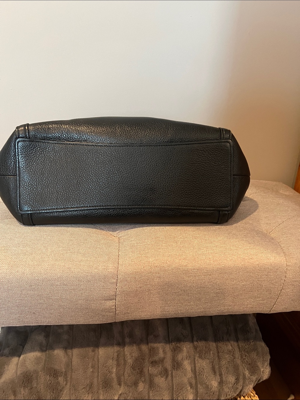 COACH Black Pebbled Leather Shoulder by Bag with Gold Accents - Picture 3 of 8